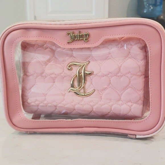 Juicy Couture Handbags - Juicy Couture NWT Cosmetic Bag 6"H ×8"W Pink/Gold
